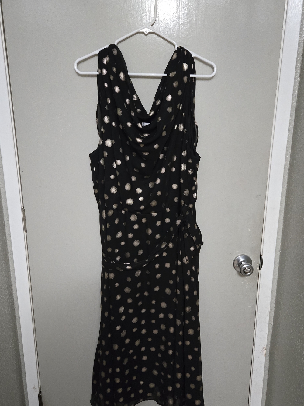 Avenue Black Dress with Gold Polka Dots